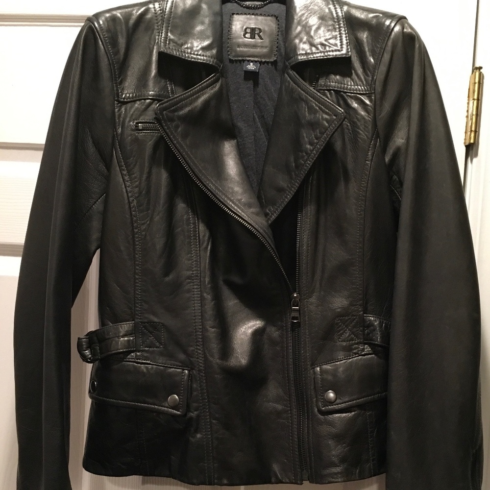 BR Banana Republic Grey Leather Moto Biker S